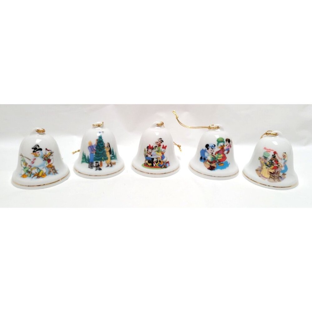 Lot of 14 Vintage Disney Grolier 2" Ceramic Bell Ornaments Mickey Minnie Donald - Picture 2 of 8